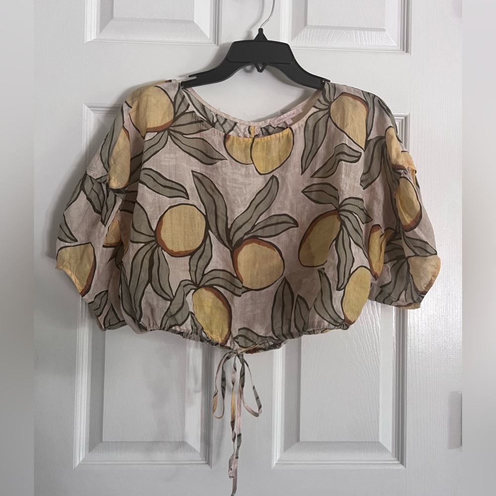 Rebecca Taylor Lemon Tree Crop Blouse. Size S